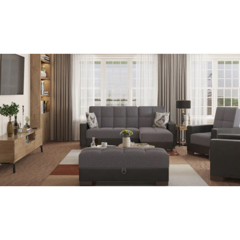 Chaise longue convertible avec rangement Primenest Nimbusflow, Gris
