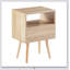 Table de bout en rotin avec tiroir et pieds en bois massif, table de chevet pour un rangement et un chargement pratiques-663499224