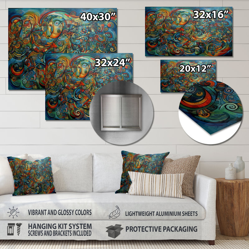 Abstracted Vibrant Expressions III sur impression métallique, H 12 po x l 20 po x P 1 po