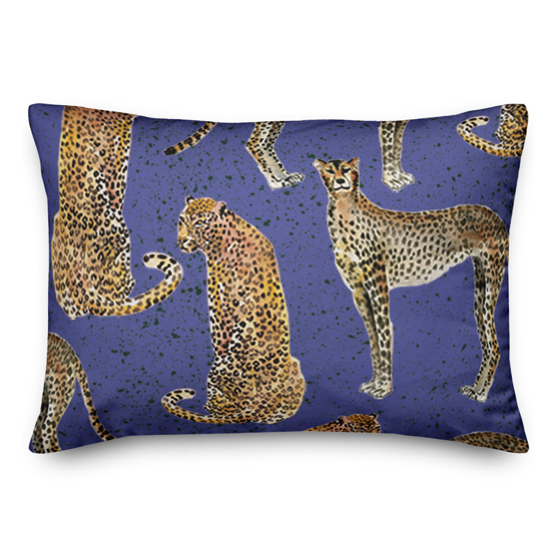 Coussin extérieur Cheetahs On, Bleu, H 14 po x l 20 po