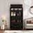 Tall Metal Sideboard With Glass Doors & Flip-top, 4-tier Design, Durable Steel Frame And Arched Top