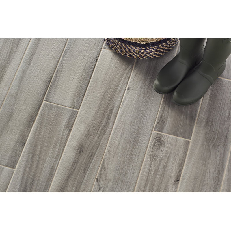 Refined 6" x 36" Porcelain Wood Look Floor Use Tile, Nut