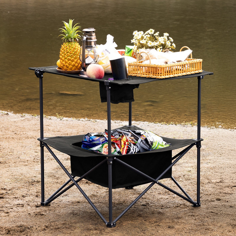 Folding Camping Table, Portable Outdoor Picnic Table, Black
