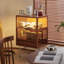 Vitrines en bois massif brun noyer + verre trempé + acier inoxydable
