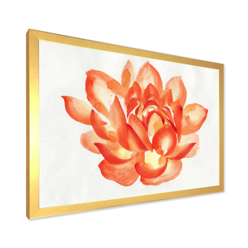 " Vintage Detail Of A Orange Lotus " Painting Print, Gold Framed Canvas, 30" H x 40" W x 1.5" D