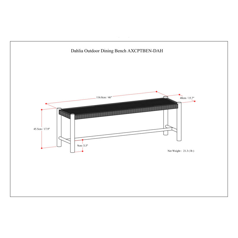 Dahlia 46" Natural Teak Outdoor Indoor Bench