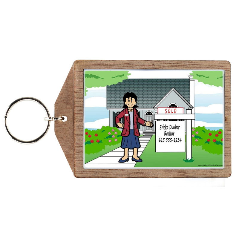 Porte-clés personnalisé en bois Real Estate, Oui