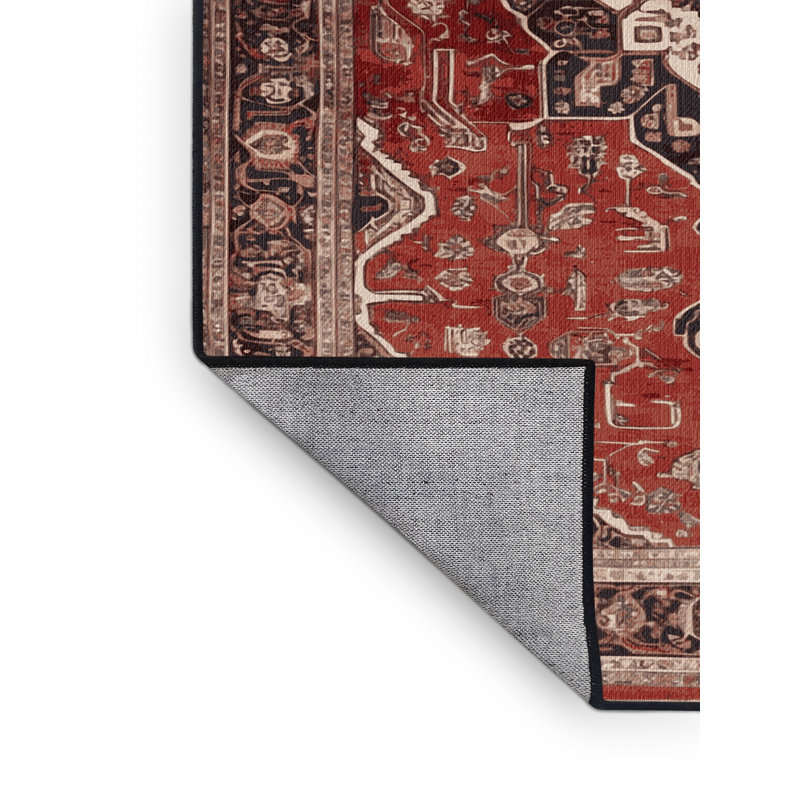 Tapis brun lavable à la machine, Rond 5 pi