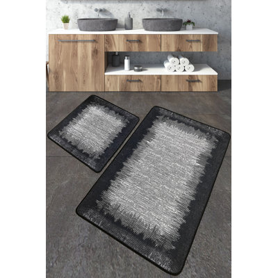 Luxurious Bathmat Set (2 Pieces), Antibacterial Polyester, 23.6 x 39.4 inches & 19.7 x 23.6 inches | Soft 0.4-inch Pile Height, Non-Slip Underside, Machine Washable | Ideal for Bathroom Comfort & Safety