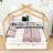 Molik Full Size Wood House Bed with Twin Size Trundle and 4 Shelves
