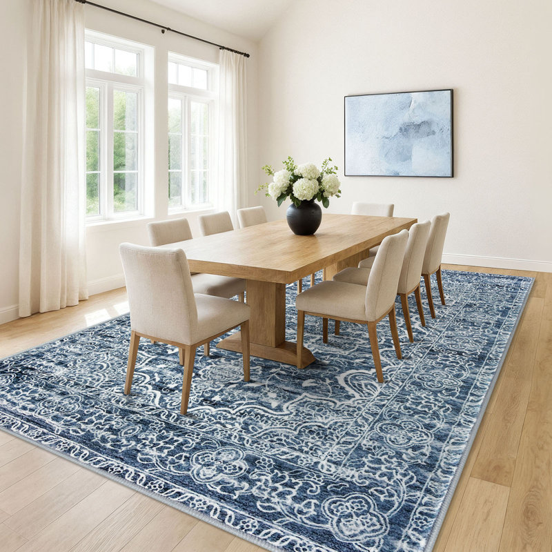 Area Rug Machine Washable Rugs with Rubber Backing for Living Room, Rectangle 10' x 14'