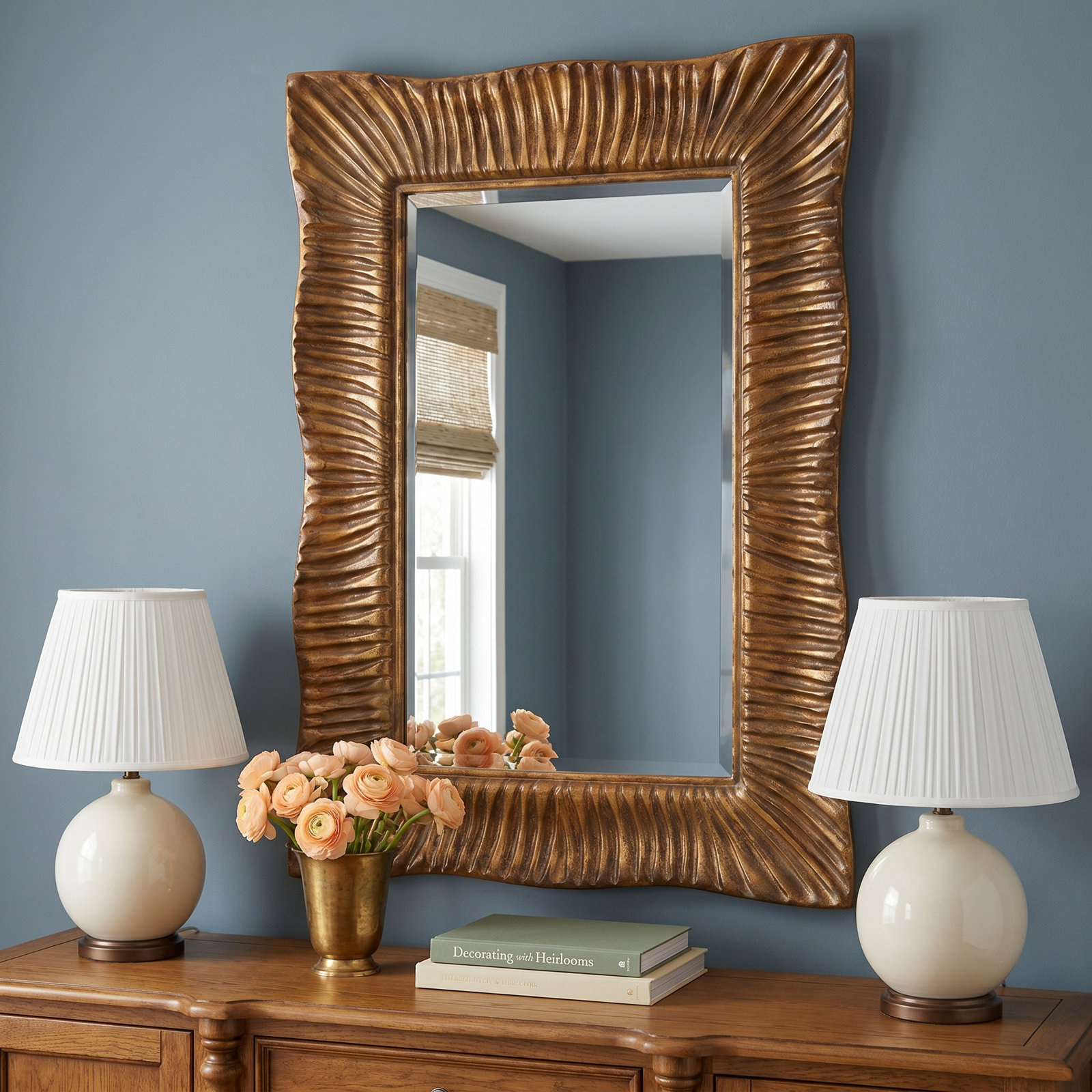 Caterina Scalloped Antique Gold Mirror