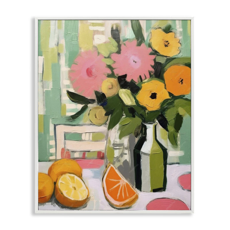  «Citrus Slices & Bouquet», art de la giclée encadrée par LSR Design Studio, H 20 po x l 16 po, Blanc