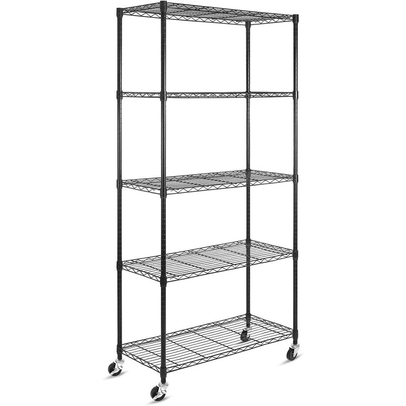 Étagère réglable en métal robuste sur roulettes 16 po x 36 po x 75 po pour la maison et le garage