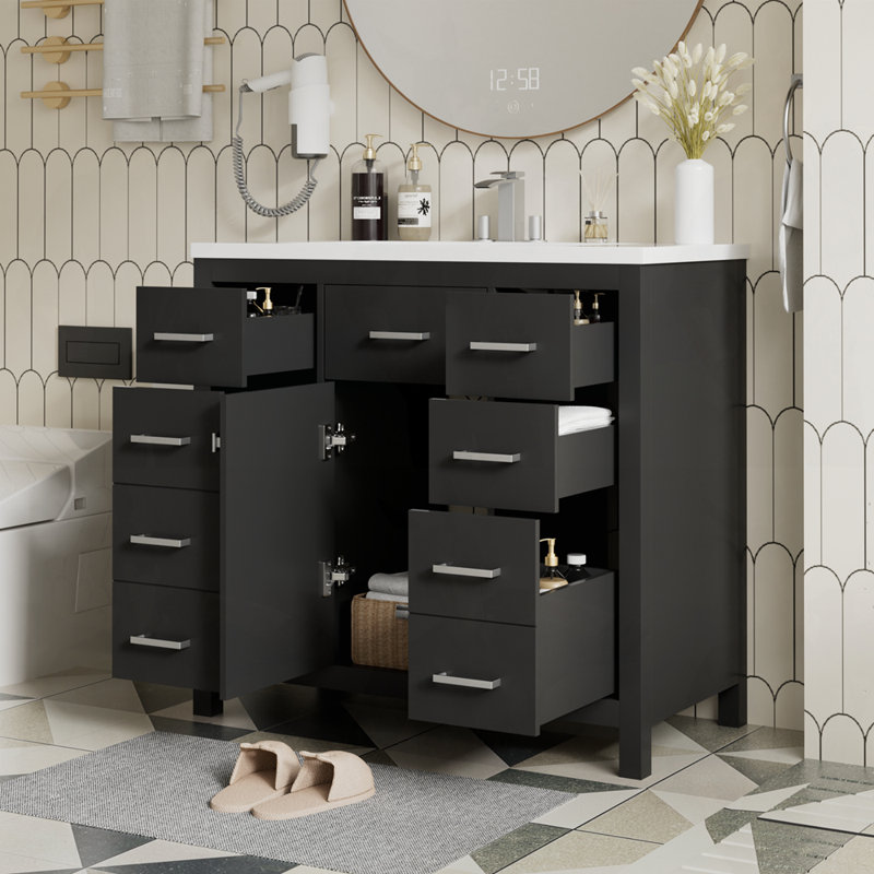 Meuble-lavabo de rangement multifonctionnel