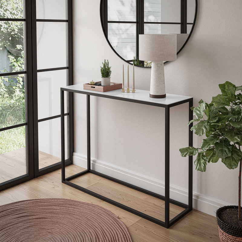Calexico Console Table, 79cm H x 100cm W x 30cm D, White, Black