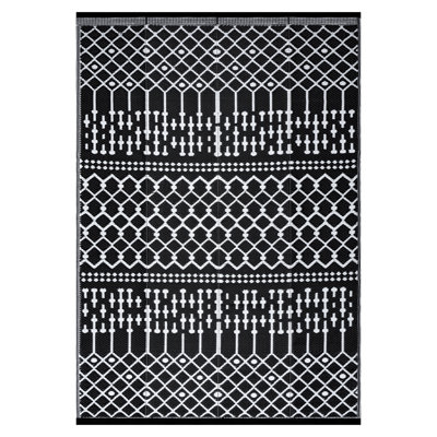 Tapis d'extérieur marocain noir / blanc Aldo