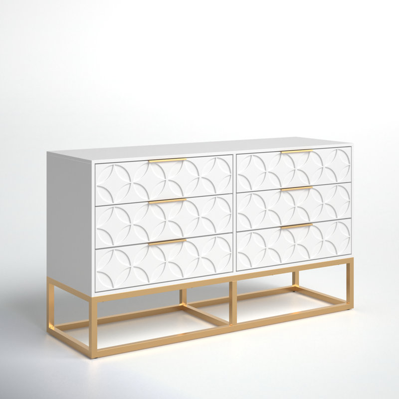 6 tiroirs L 56 po Lippa, Blanc