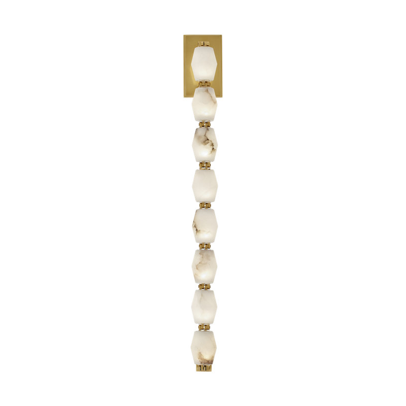 Sean Lavin Collier 28 Sconce in Hand Rubbed Antique Brass with Alabaster shade, 3000K