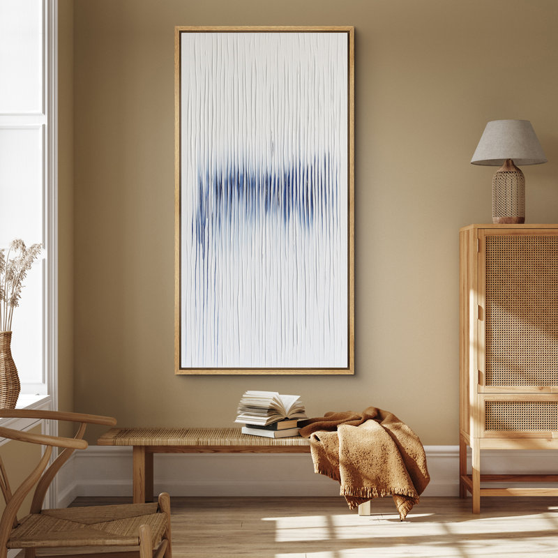 «Minimal Blue Watercolor», impression sur toile verticale encadrée, Naturel, H 60 po x l 30 po x P 1,5 po