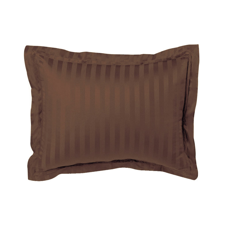 Cotton Striped Sham Set, Standard, Chocolate