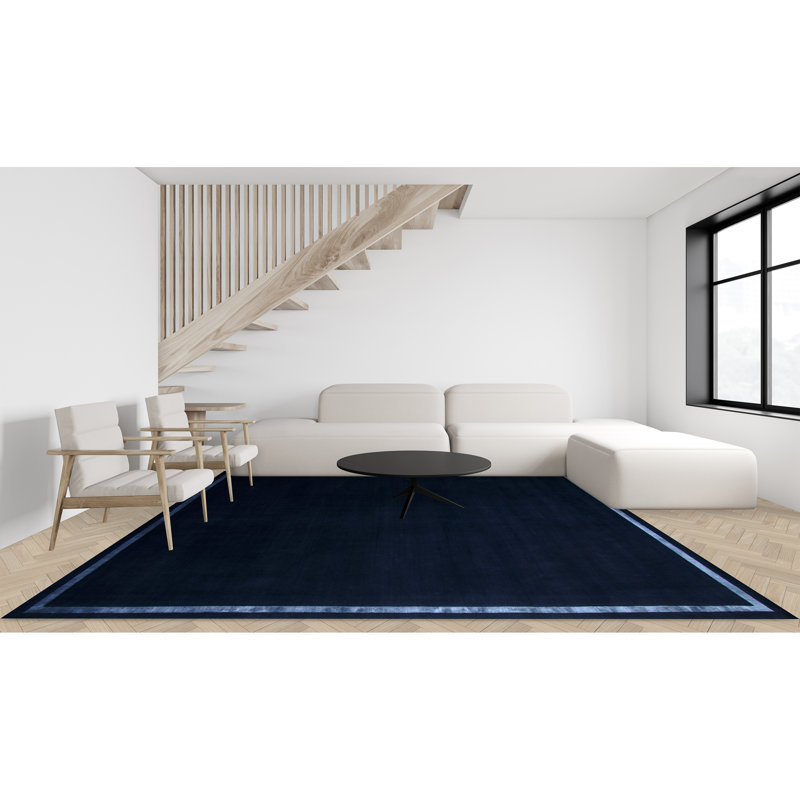 Tapis bleu noué à la main de haute qualité, Rectangle de 10 pi x 14 pi