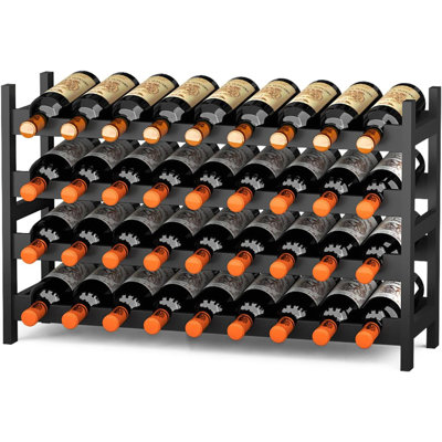 Support à vin sur pied à 4 niveaux en bambou, support à 33 bouteilles pour bar de cuisine, étagère de rangement en bois empilable noire