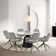 Asiye 7 Piece Modern Pedestal Dining Set with Stone Top and Upholstered Swivel Chairs