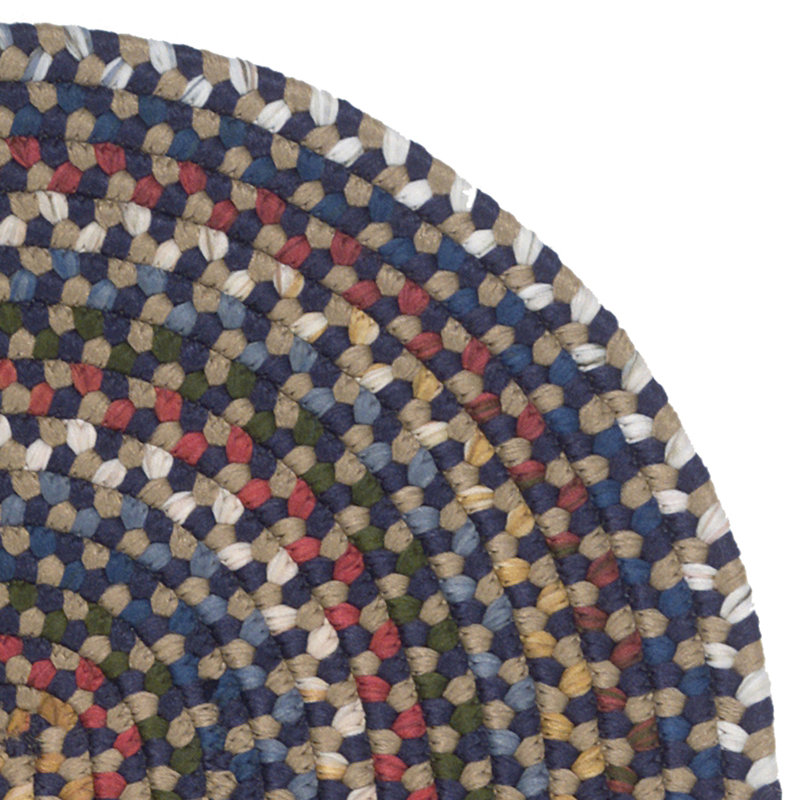 Tapis décoratif bleu marine/rouge tressé doliya, Rond 10 pi