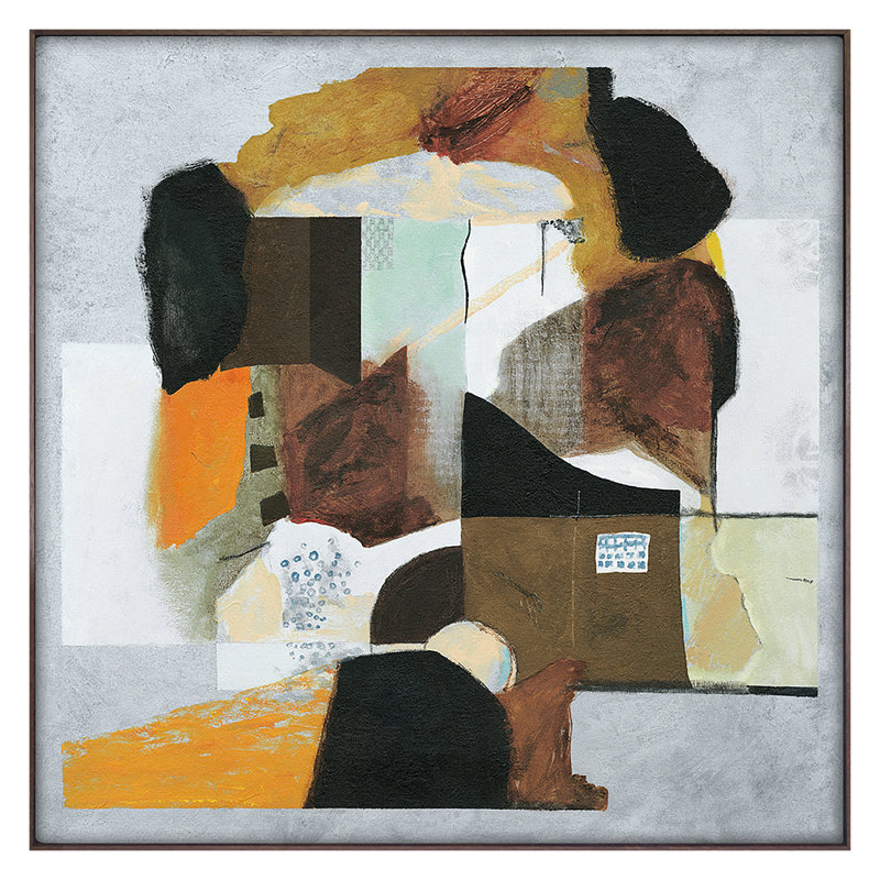 «Fall 2021 Modern Heraldry», ensemble encadré sur toile par James Angel, Cadre flottant noyer, H 36 po x l 36 po