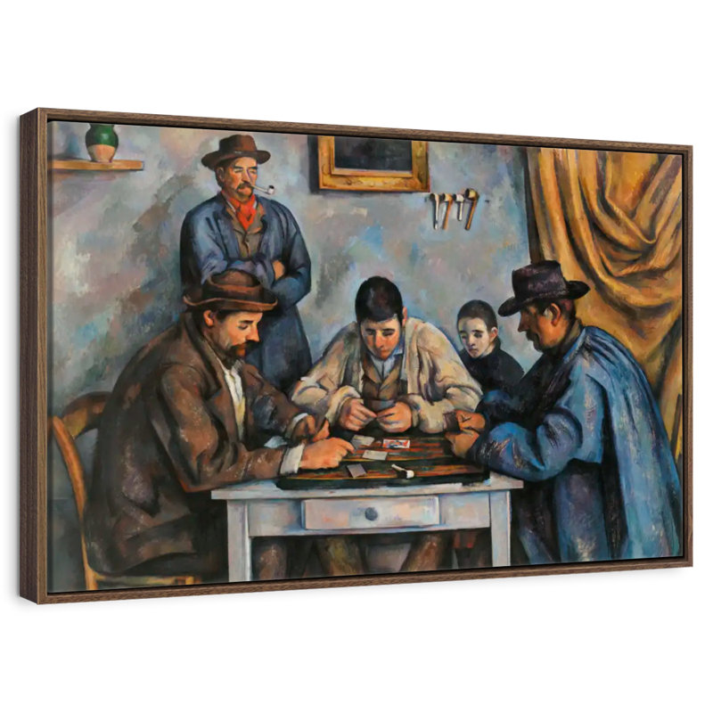 Les joueurs de cartes I 1890-1892, 46 po x 31 po, Cadre flottant noyer