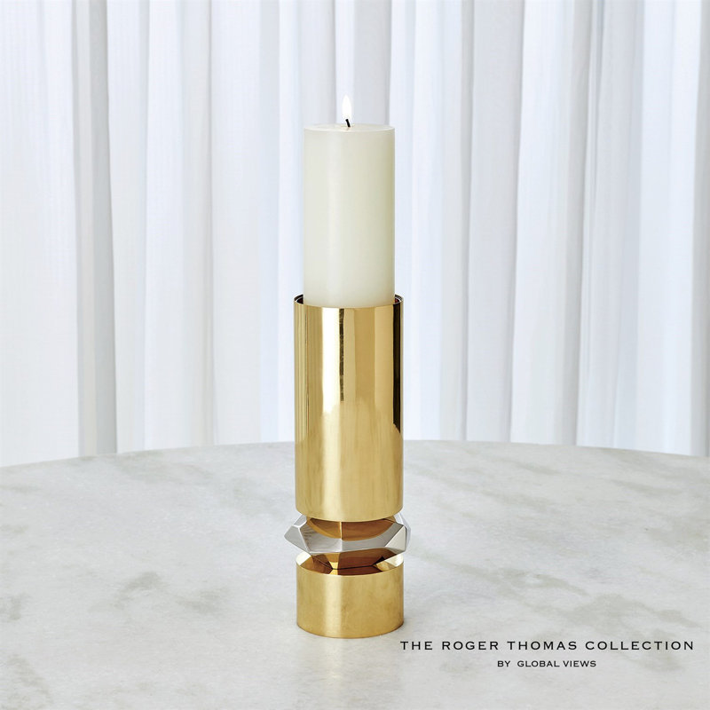 Romano Candle Holder-Tall, Brass