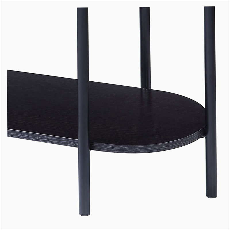 Black Oval Sofa Table with Bottom Shelf
