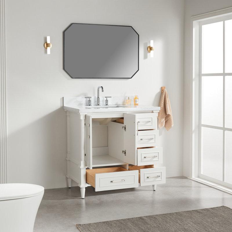 Ensemble de meuble-lavabo simple autoportant 36 po avec 2 poignées entièrement assemblé