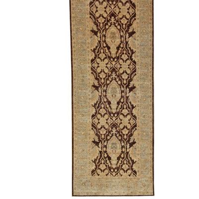 Tapis unique brun / chocolat / bleu ardoise 3 pi 4 po x 15 pi 2 po Sultanabad
