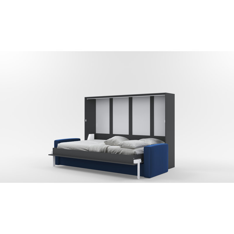 Neidelin Upholstered Bed, Grey/Navy