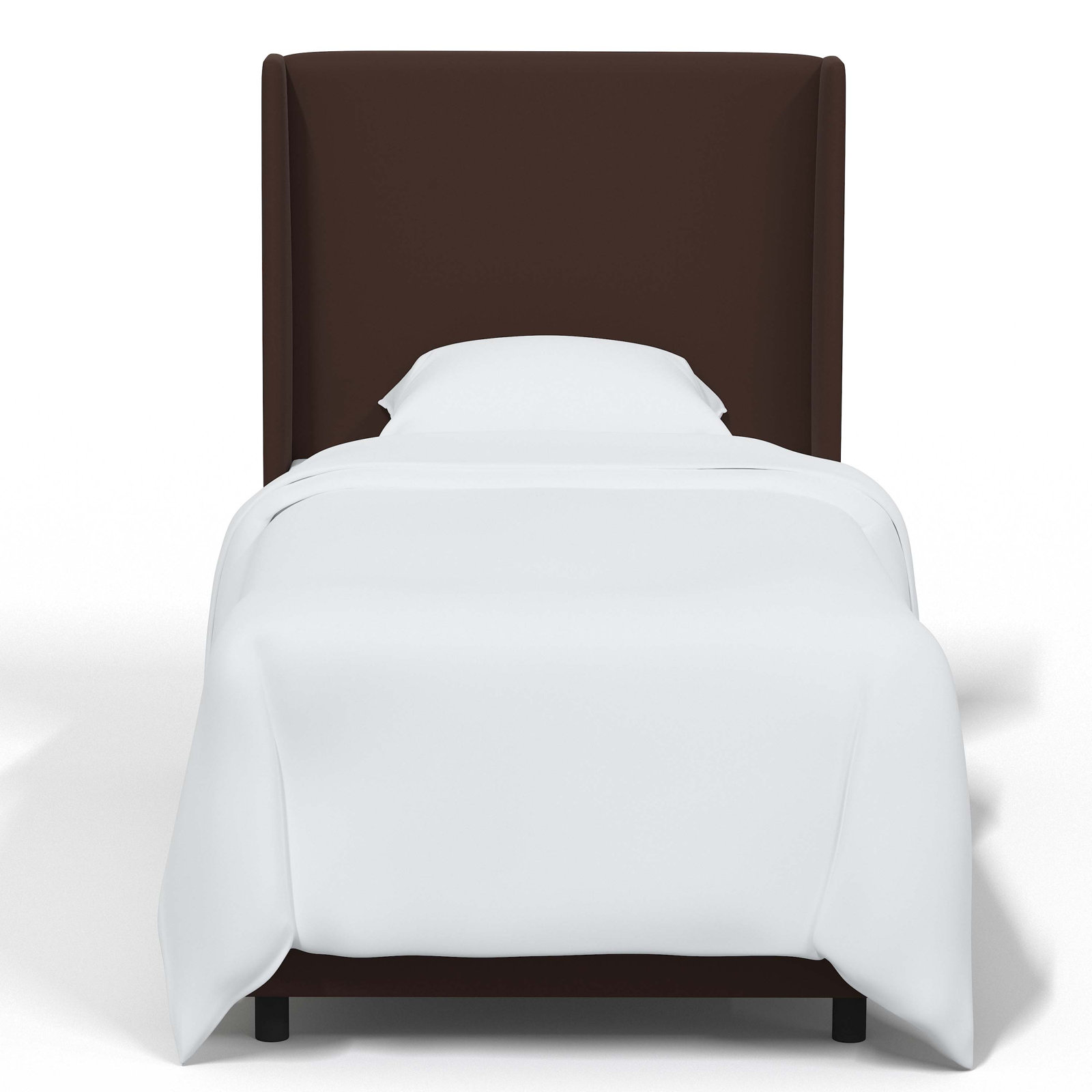 Tilly Linen Upholstered Wingback Bed, Twin, Classic Chocolate Velvet