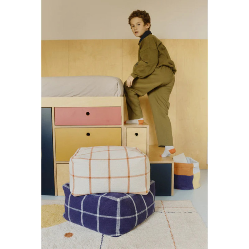 Pouf Geo Block, Navy Blue