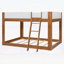 Grand lit superposé bas, lit superposé convertible en bois avec échelle réversible et garde-corps de sécurité, noyer-1381297496