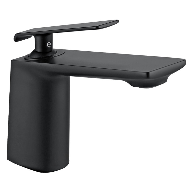 Robinet de lavabo luxueux à poignée simple en noir, Noir