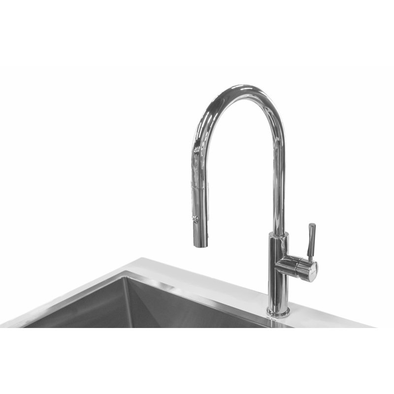 Robinet de cuisine à poignée simple pure, Acier inoxydable poli