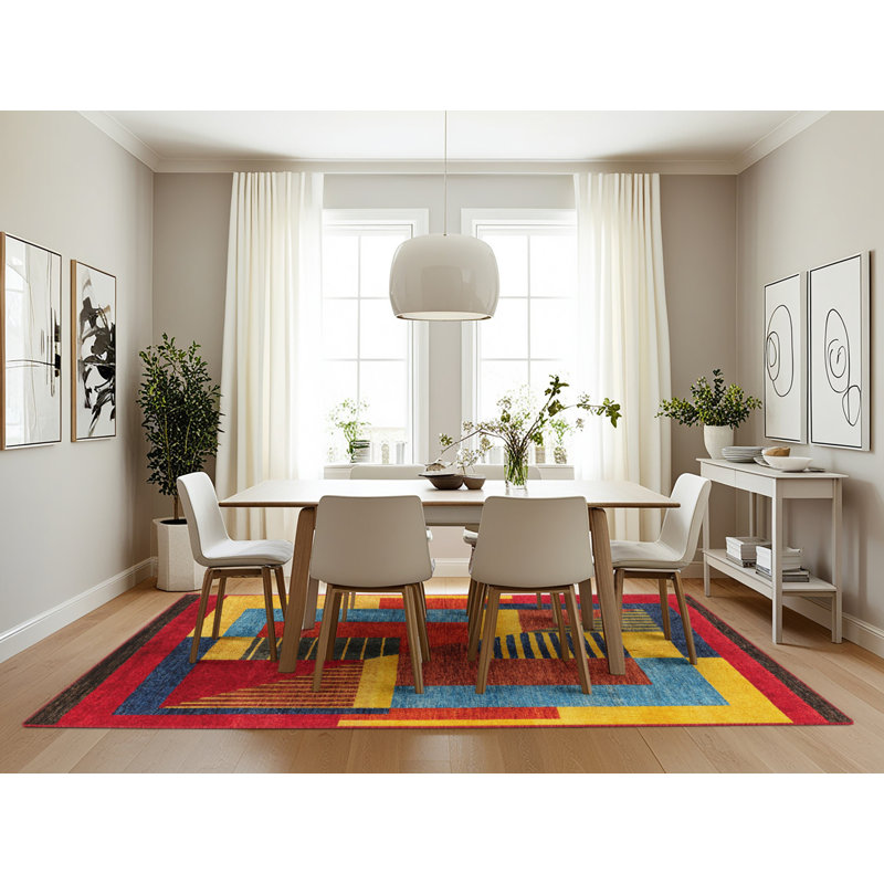 Elke Abstract Indoor Rug, Rectangle 7' x 10'