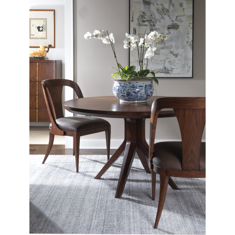 Transitional Walnut Veneer 50" Round Dining Table