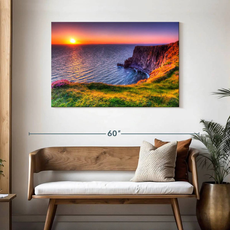 Ravi, coucher de soleil sur les falaises, H 30 po x l 45 po