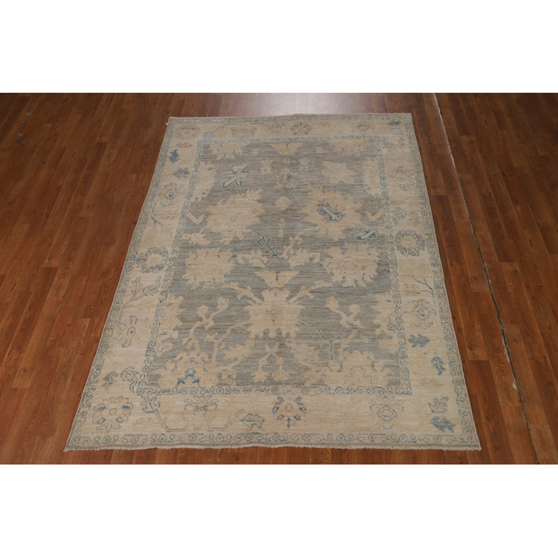 Vegetable Dye Gray Oushak Turkish Rug 5x7