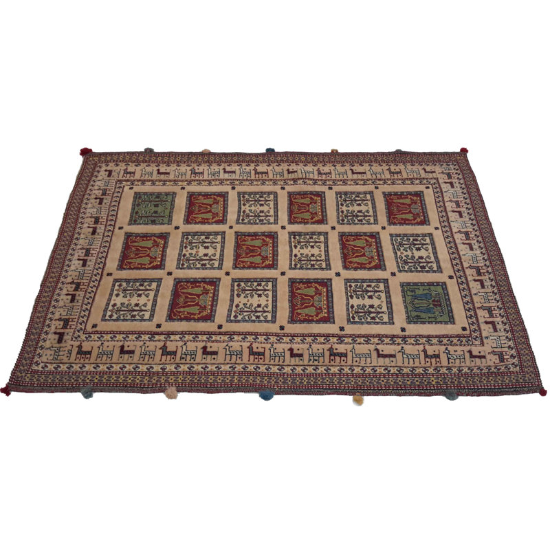 Paska Patchwork Area Rug in Beige