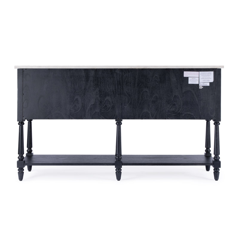 Danielle 65"W Marble Sideboard, Washed Black