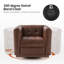 Fauteuil club pivotant carré en cuir véritable Sonika avec cadre en bois massif-616991308