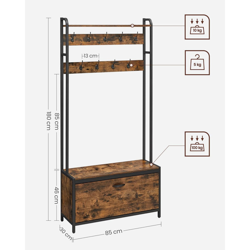 Amarrah Hall Tree 85cm Wide with Bench