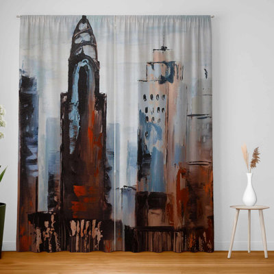 Sullen Day in the City Blackout Curtains - Home Decor Pair